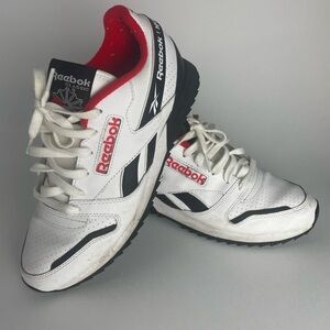 Reebok White Sneakers with Black and Red Details